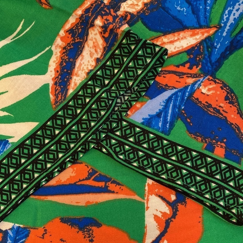 Free Market by Flying Tomato scoop elastic neck short sleeve tropical dress L - Picture 3 of 8